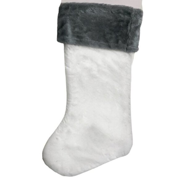 Gnome Christmas Stocking Embroidery Embellishments 17 inches White Grey - Picture 5 of 14
